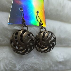 Antique Bronze Swirl Drop Earrings - Women Jewelry